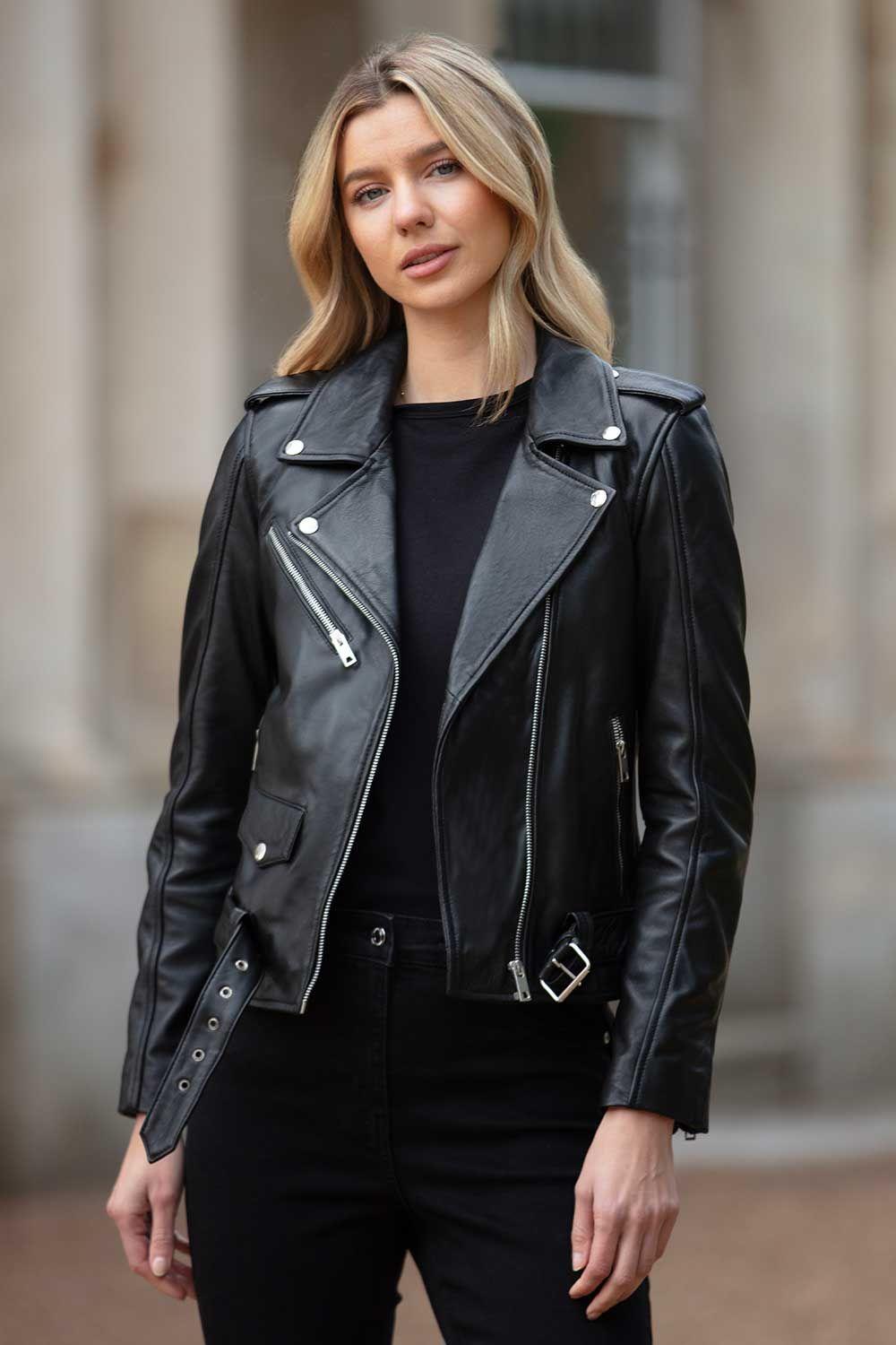 'Stella' Real Leather Fashion Biker Jacket by ASHWOOD LEATHER