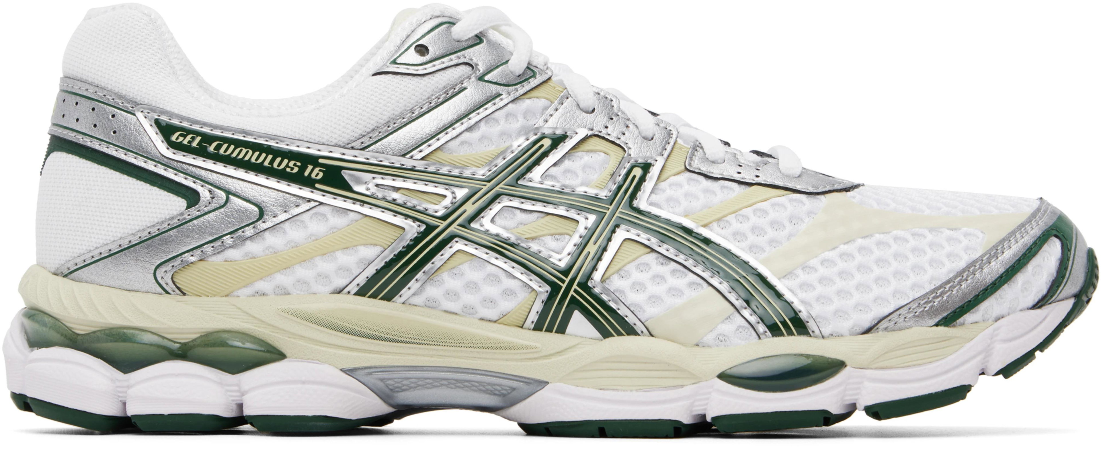 White & Green Gel-Cumulus 16 Sneakers by ASICS