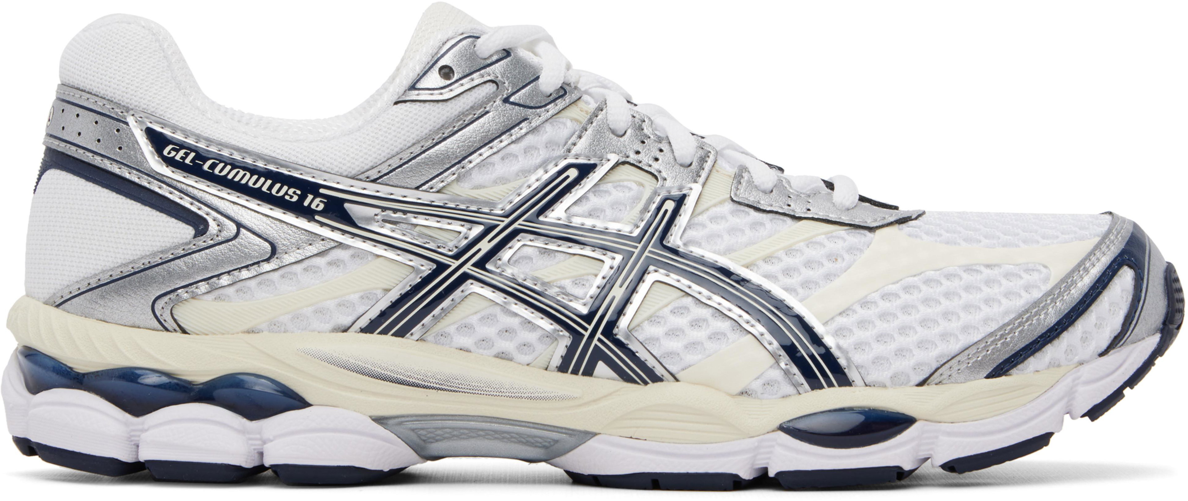 White & Navy Gel-Cumulus 16 Sneakers by ASICS