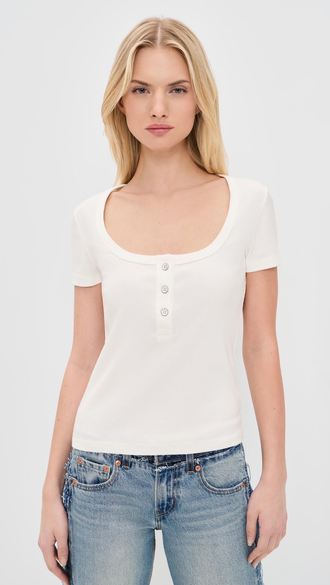 Scoop Neck Henley Tee by ASKK NY