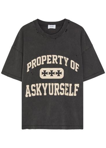 Logo-print distressed cotton T-shirt by ASKYURSELF