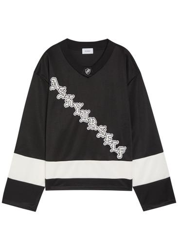 OG logo-appliquéd panelled cotton hockey jersey top by ASKYURSELF
