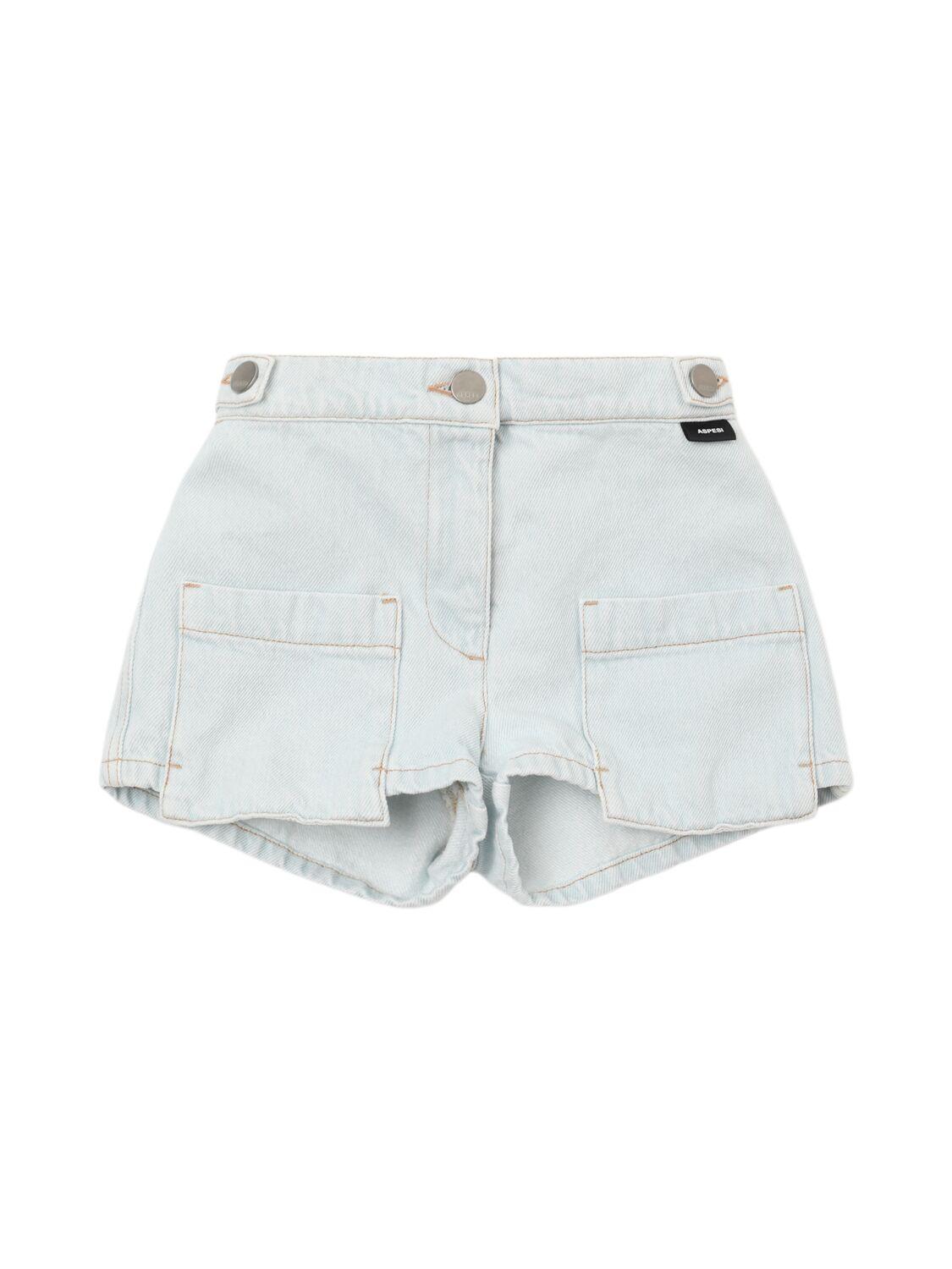 Cotton Denim Mini Shorts by ASPESI