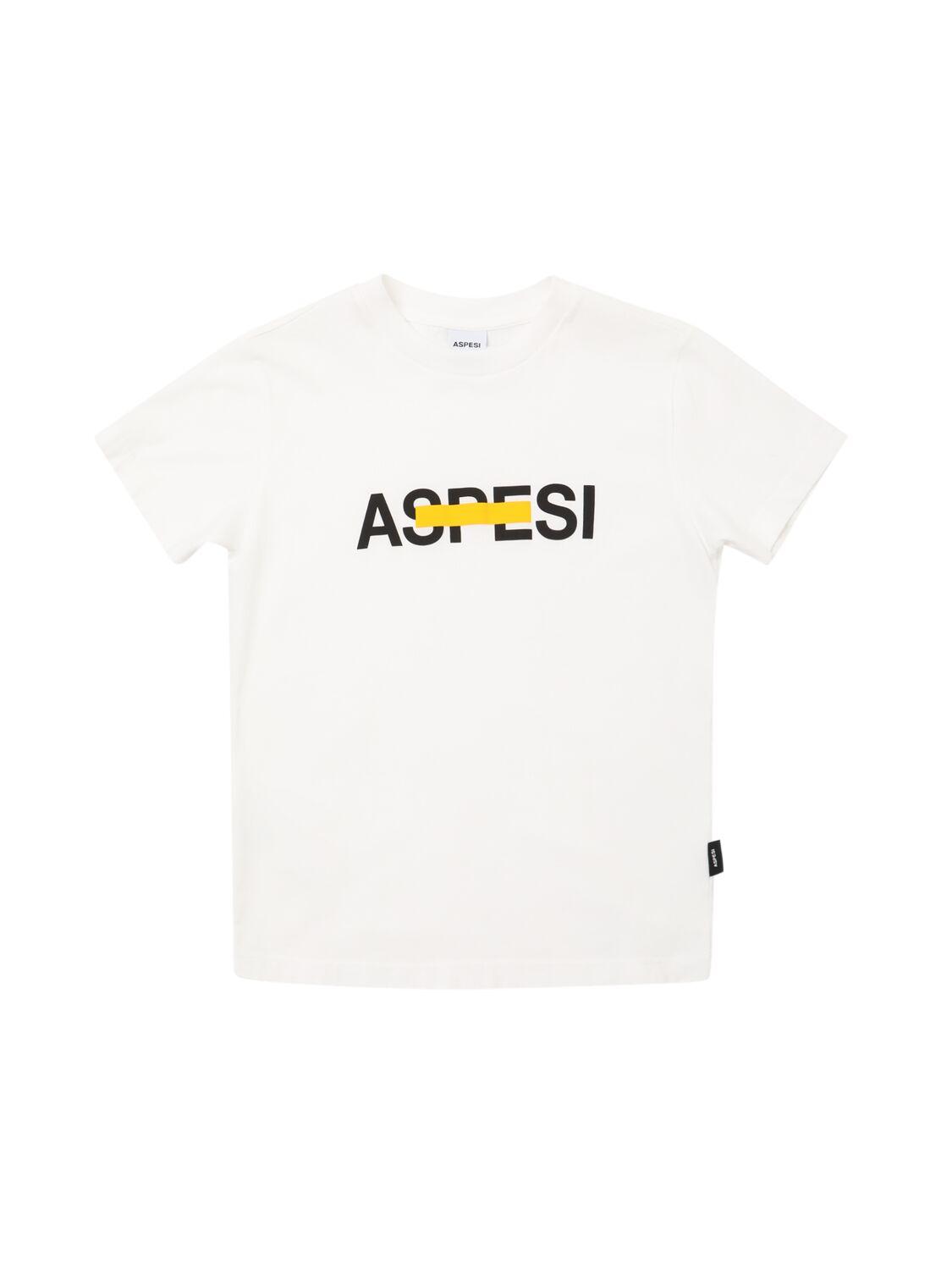 Logo Printed Cotton Jersey T-shirt by ASPESI