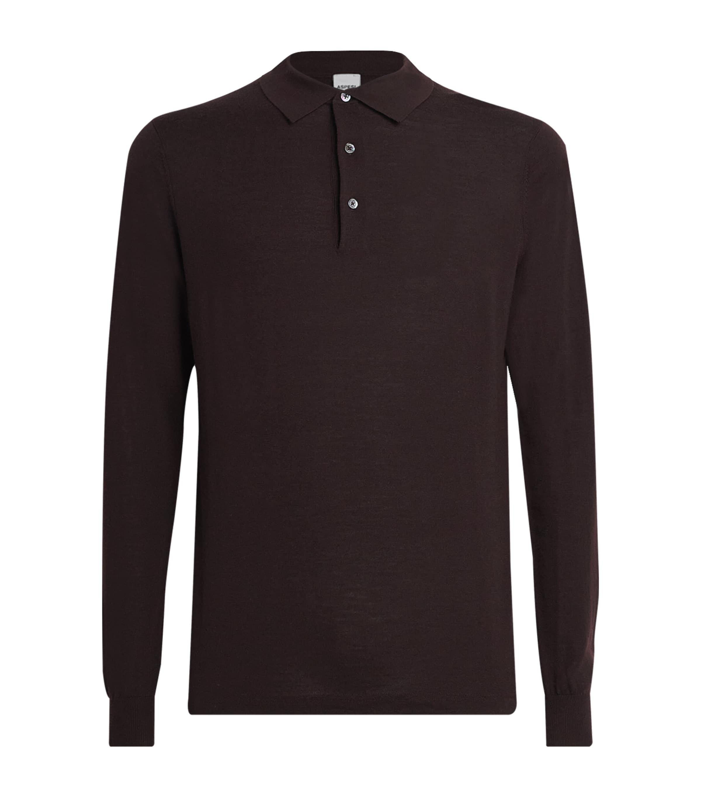 Virgin Wool Long-Sleeve Polo Shirt by ASPESI