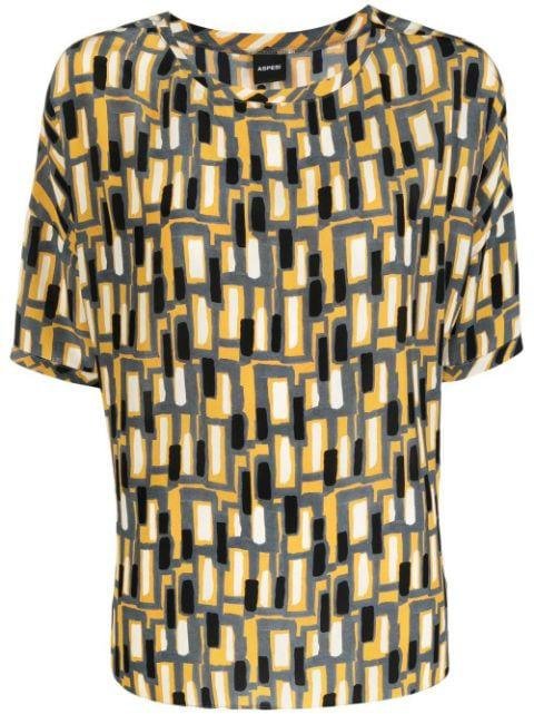 abstract-pattern short-sleeved top by ASPESI