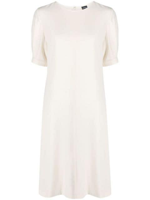 button-embellished puff sleeve dress by ASPESI