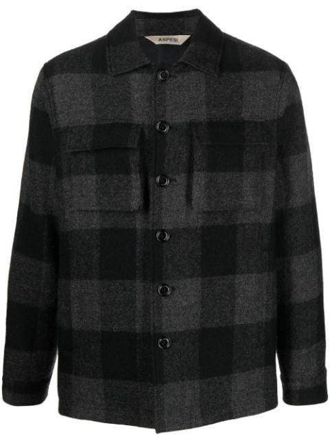 check-pattern shirt jacket by ASPESI