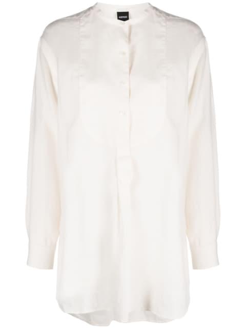 collarless linen bib shirt by ASPESI