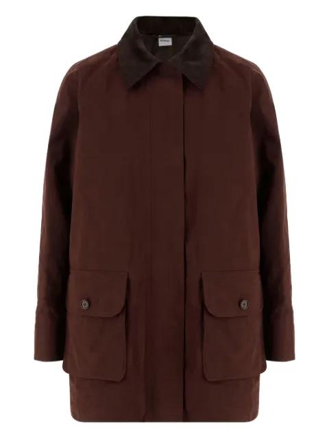 contrast-collar patch-pocket coat by ASPESI