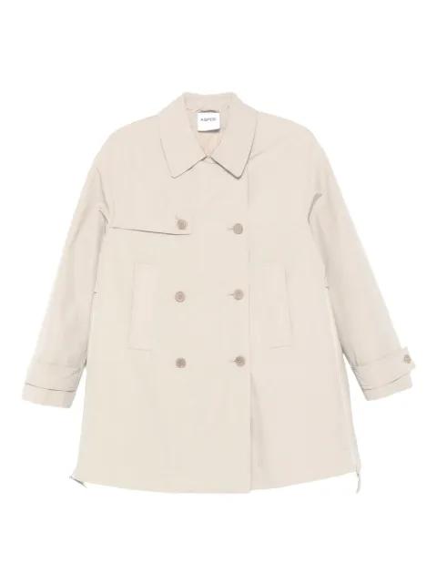 double-breasted zip-detail coat by ASPESI