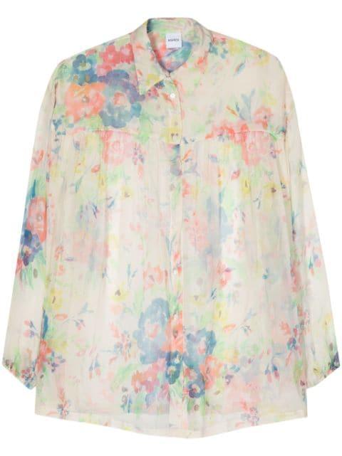 floral-print crepon shirt by ASPESI