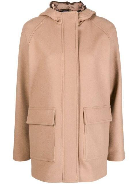 hoodied zip-fastening coat by ASPESI