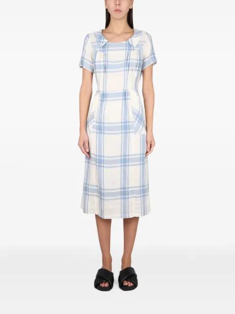 pleated check maxi dress by ASPESI