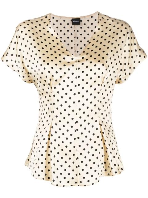 polka-dot flared silk blouse by ASPESI