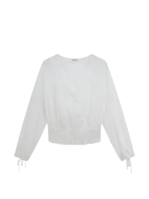 shirred ruffle trim top by ASPESI