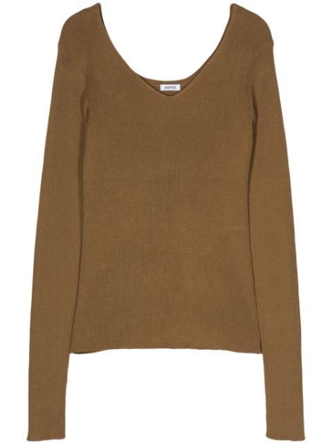 v-neck ribbed-knit jumper by ASPESI