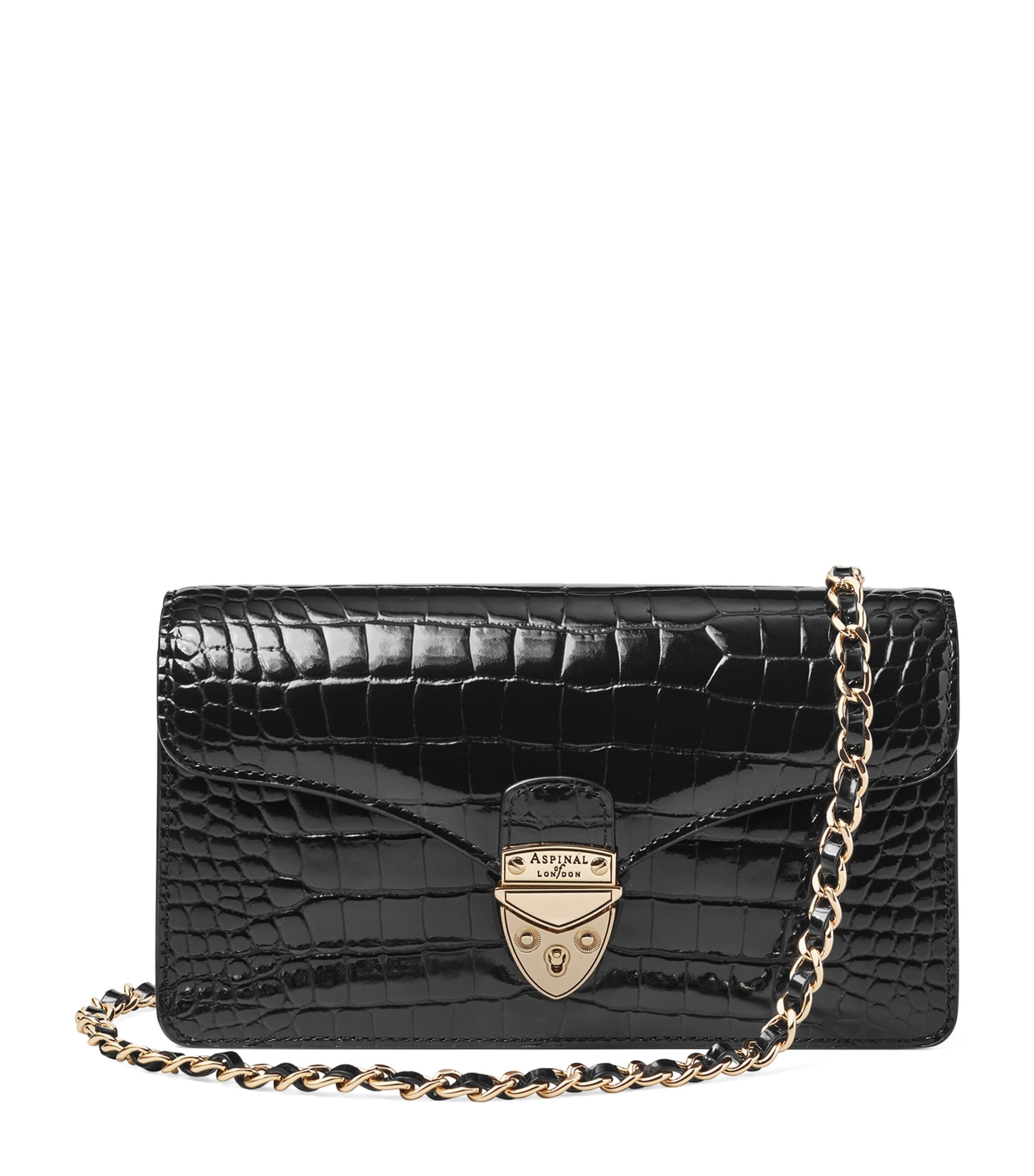 Aspinal Of London Croc-Embossed Leather Mayfair 2 Clutch Bag by ASPINAL OF LONDON