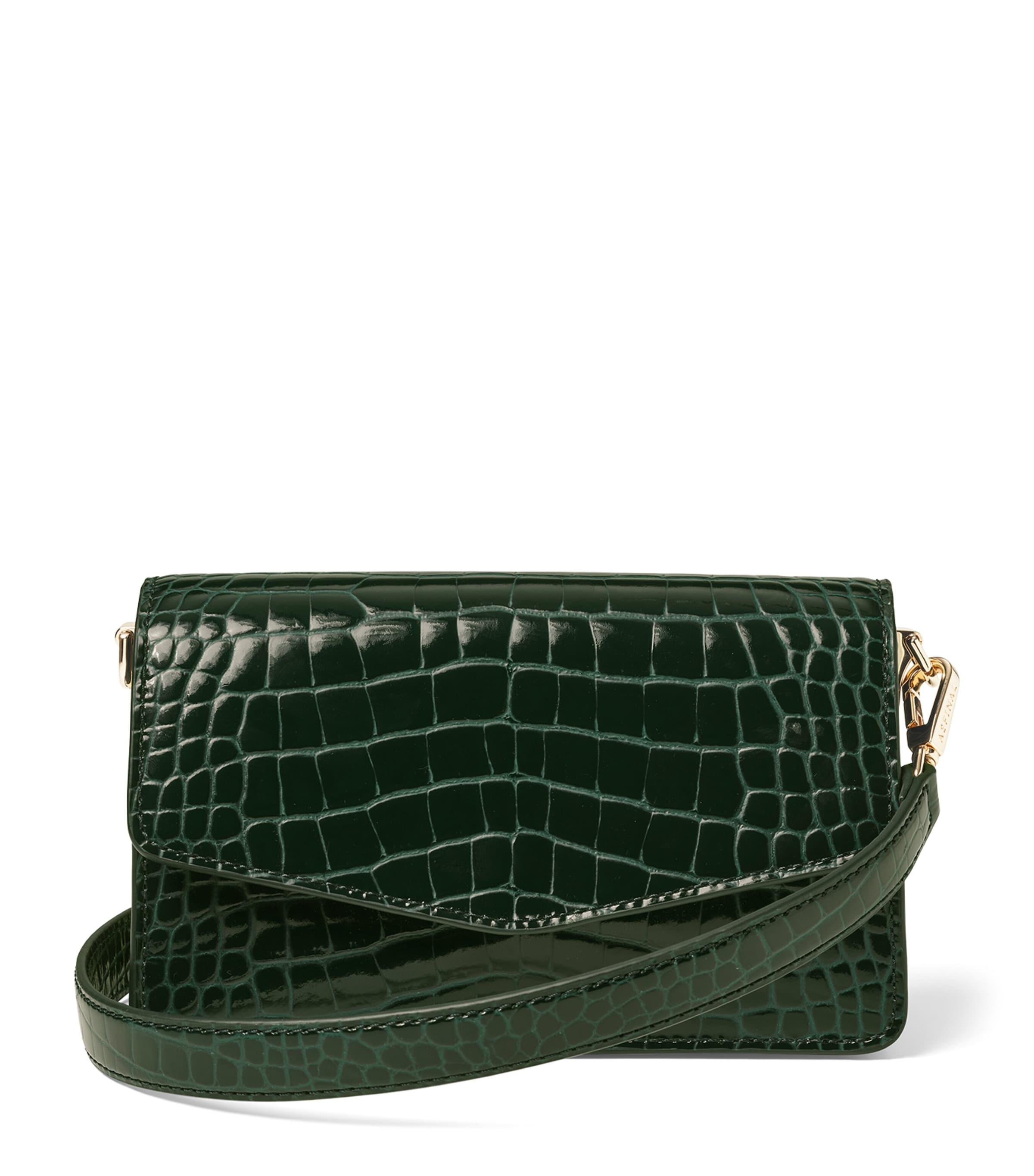 Aspinal Of London Leather Croc-Embossed Eliza Clutch Bag by ASPINAL OF LONDON