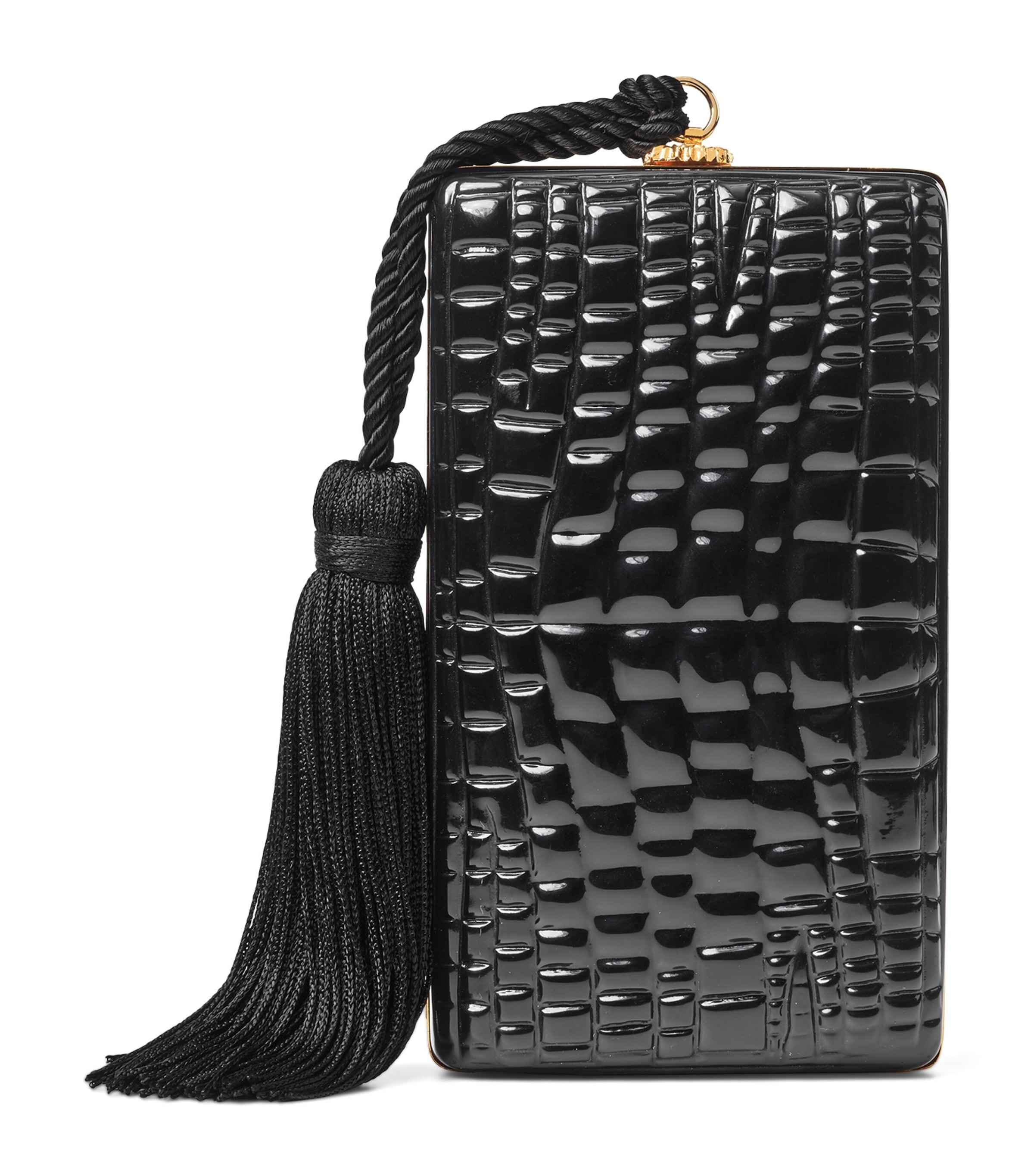 Aspinal Of London Patent Leather Croc-Embossed Paloma Box Clutch Bag by ASPINAL OF LONDON