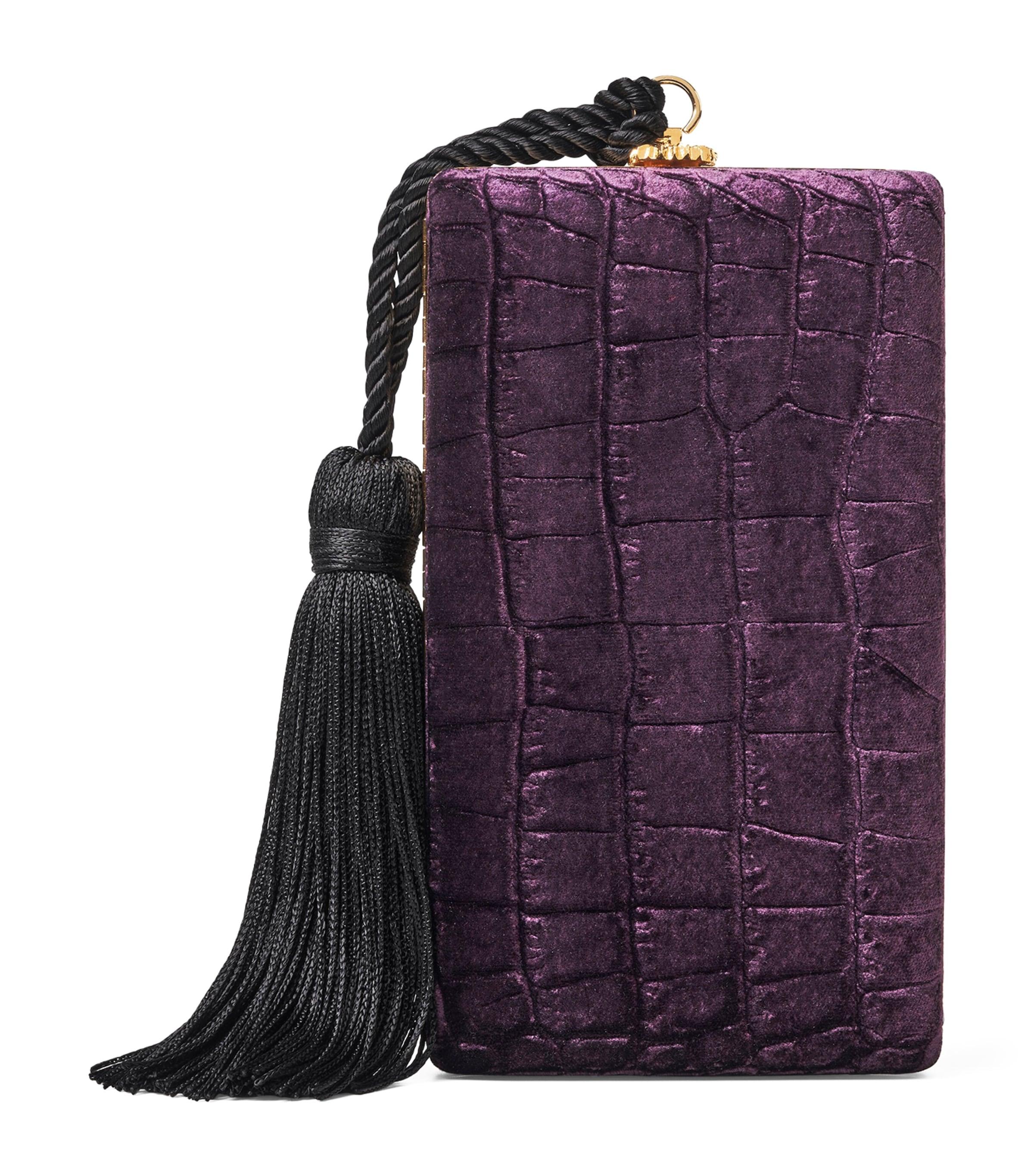Aspinal Of London Velvet Croc-Embossed Paloma Box Clutch Bag by ASPINAL OF LONDON