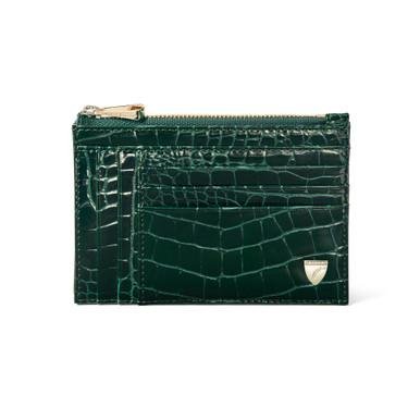Double zip card holder evergreen croc 2 by ASPINAL OF LONDON