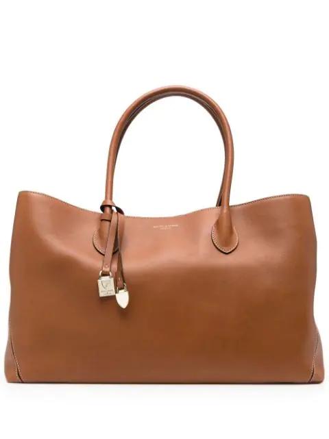 logo-print leather tote bag by ASPINAL OF LONDON