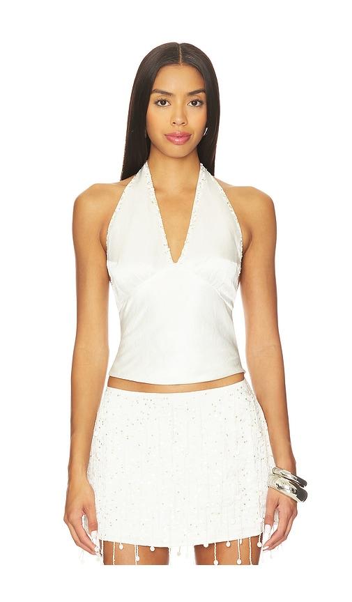 ASTA RESORT Celine Hand Beaded Camisole in White by ASTA RESORT