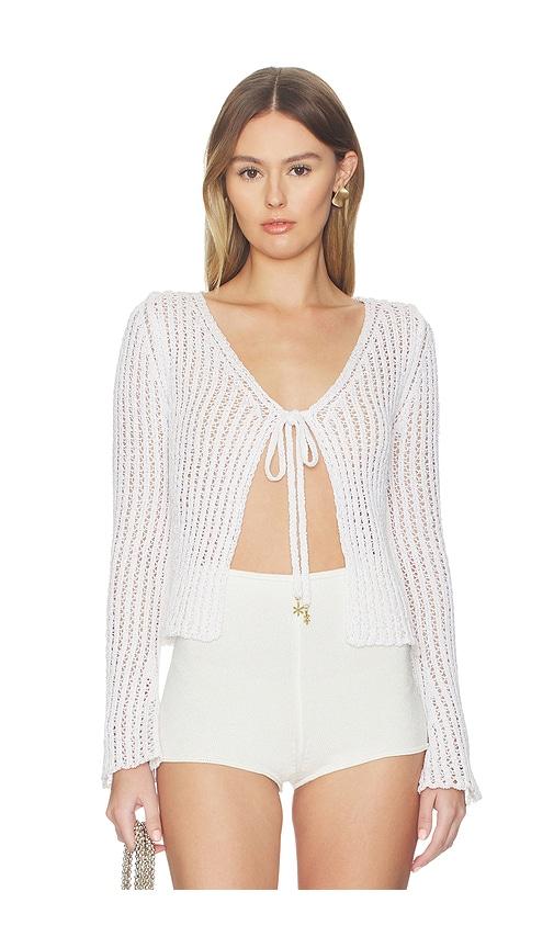 ASTA RESORT Fernanda Crochet Cardigan in White by ASTA RESORT