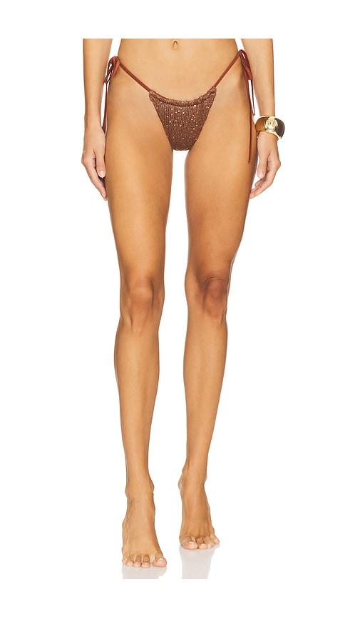 ASTA RESORT Lio Bikini Bottom in Cocoa Sequin in Brown by ASTA RESORT