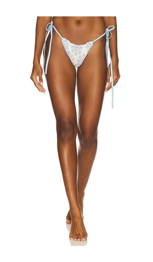 ASTA RESORT Lio Jacquard Bikini Bottom in White,Blue by ASTA RESORT