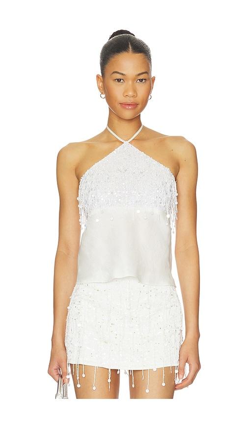 ASTA RESORT Rosanna Hand Beaded Camisole in White by ASTA RESORT