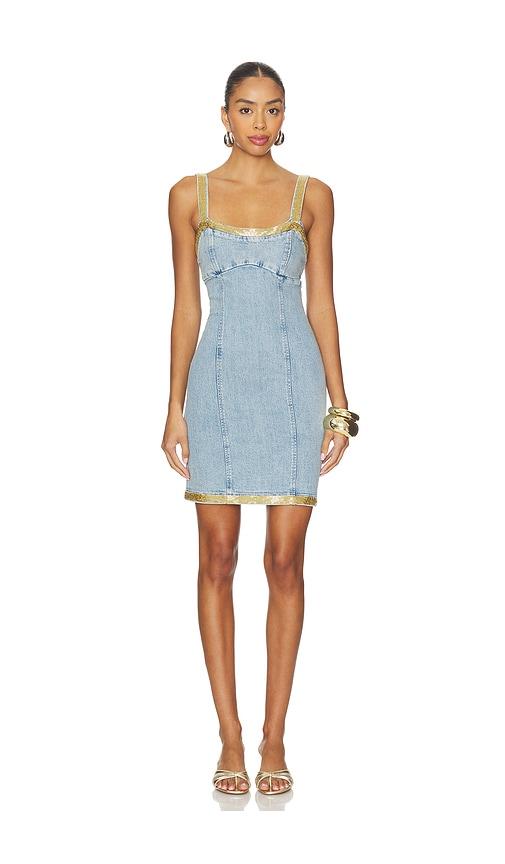 ASTA RESORT Vera Embroidered Mini Dress in Blue by ASTA RESORT