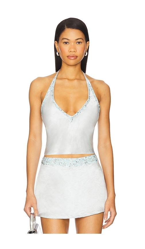 ASTA RESORT x REVOLVE Marina Hand Beaded Top in Baby Blue by ASTA RESORT