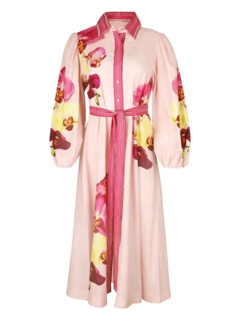 Lucille floral belted midi dress by ASTON STUDIO