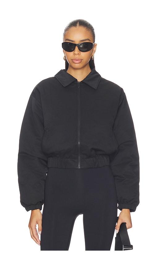 Astoria Cropped Bomber Jacket in Black by ASTORIA
