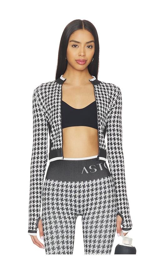 Astoria Seamless Knit Zip Up Jacket in Black,White by ASTORIA