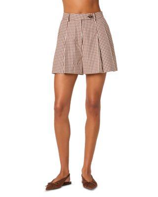 Gingham Preston High Rise Pleated Shorts by ASTR THE LABEL