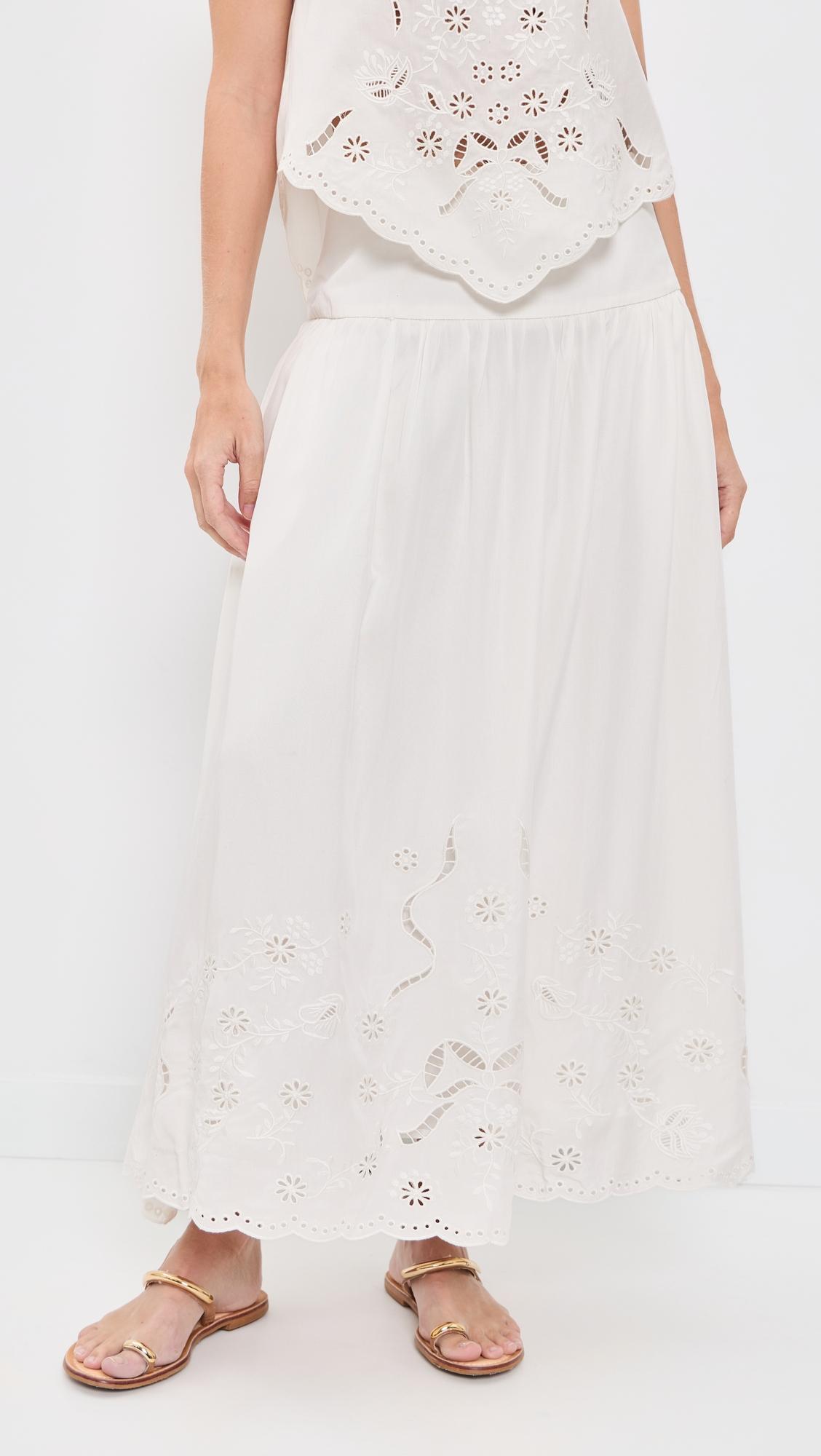 Stevie Embroidered Midi Skirt by ASTR THE LABEL