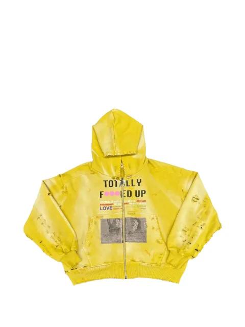 distressed graphic-print hoodie by ASTRUM