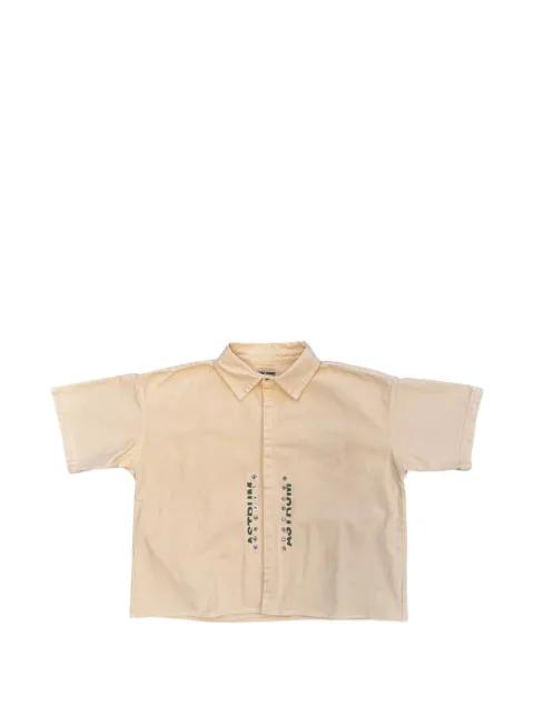 rivet-embellished logo-print shirt by ASTRUM