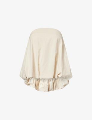 Bubble Hem Strapless Linen And Cotton Blend Bandeau Top by ATELIER NINETY FIVE