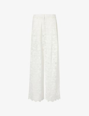 Lace Scallop Hem Wide-Leg Cotton-Blend Trousers by ATELIER NINETY FIVE