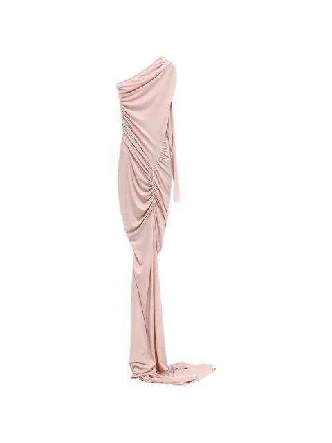 maxi one-shoulder ruched dress by ATLEIN