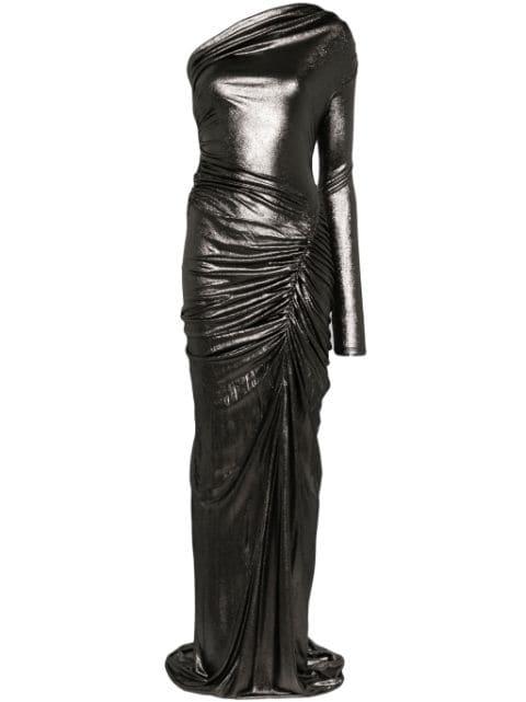 metallic draped gown by ATLEIN