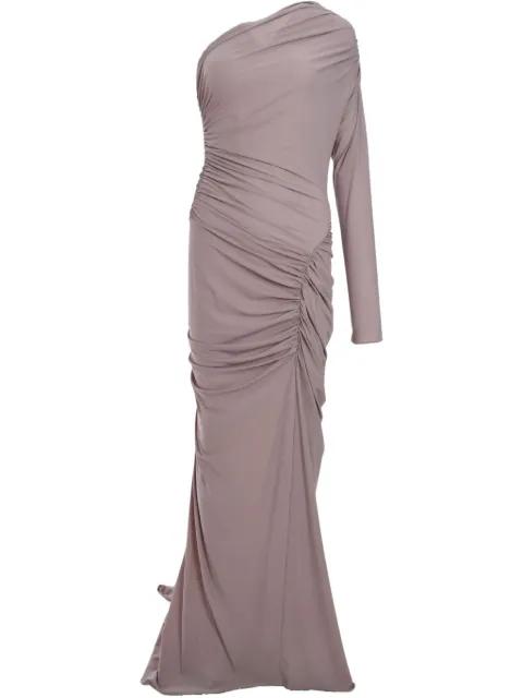 one-sleeve ruched gown by ATLEIN