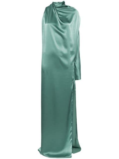 single-sleeve draped gown by ATLEIN