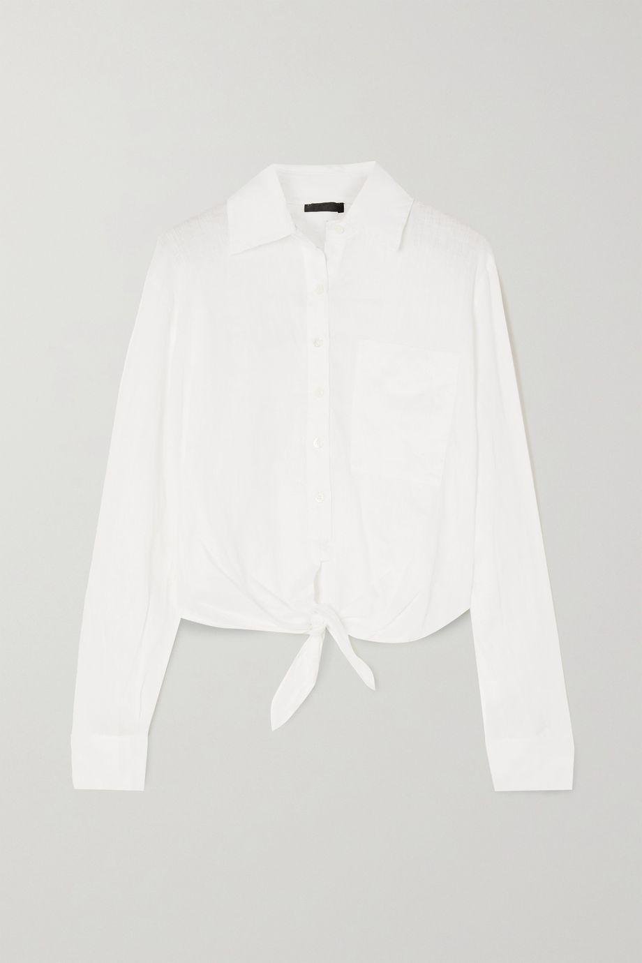 Cropped tie-front linen shirt by ATM ANTHONY THOMAS MELILLO