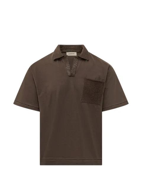 crochet-trim jersey polo-collar t-shirt by ATOMO FACTORY