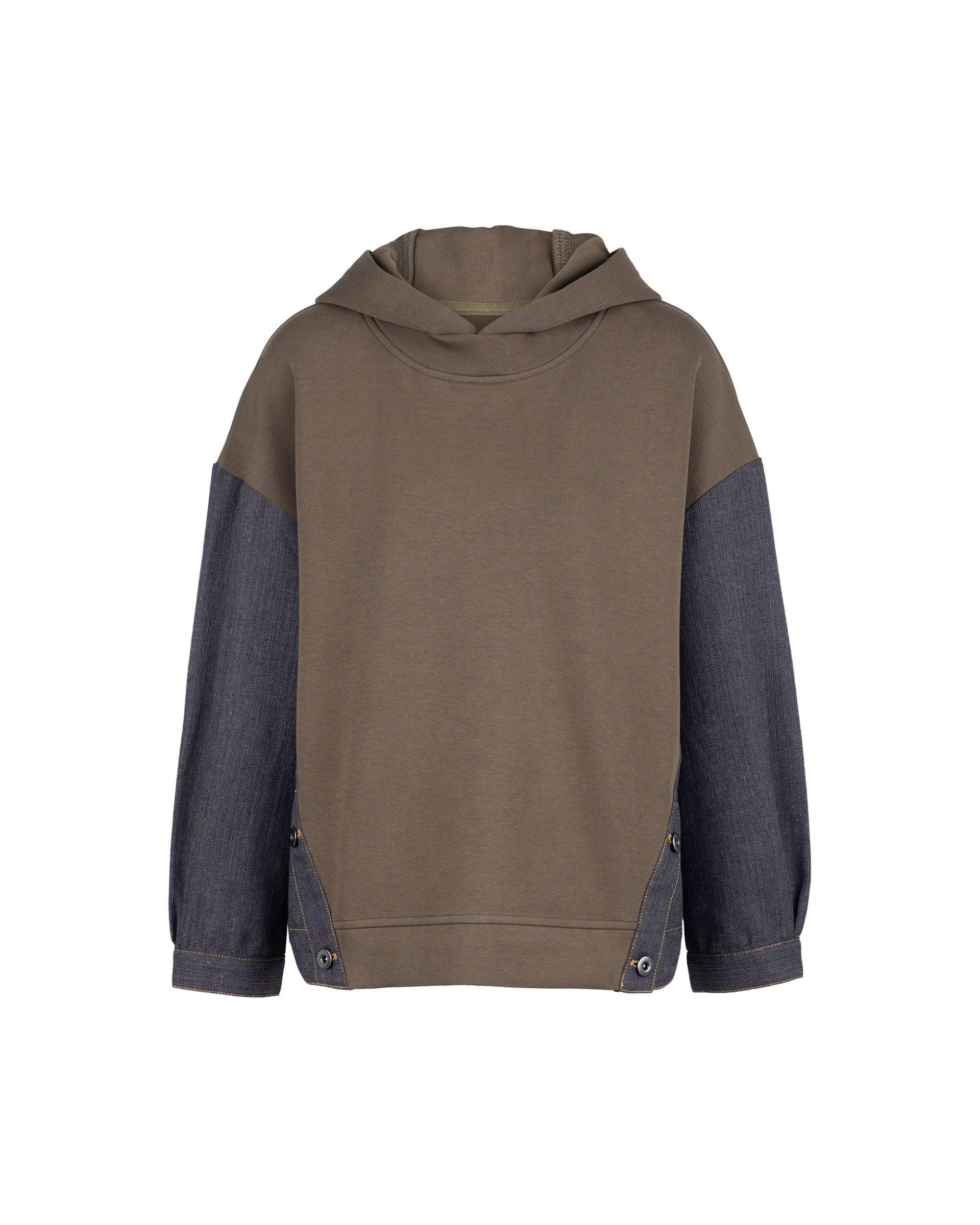 Air Compact Mix Denim Hoodie Sweatshirt by ATSURO TAYAMA